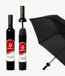  Black Misty Spirits Labeled Wine Bottle Umbrella by Vinrella