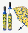 Blue and Yellow Graphic Floral Umbrella Vinrella Marimekko inspired