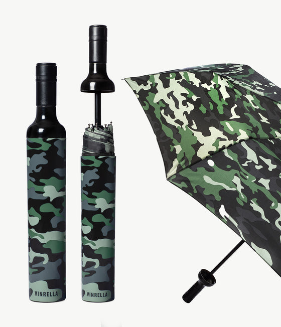 Camo Khaki and Black Bottle Umbrella by Vinrella