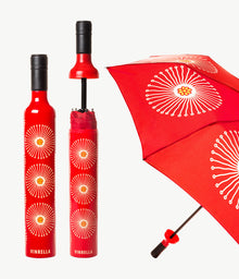 Red Floral Graphic Bottle Umbrella by Vinrella