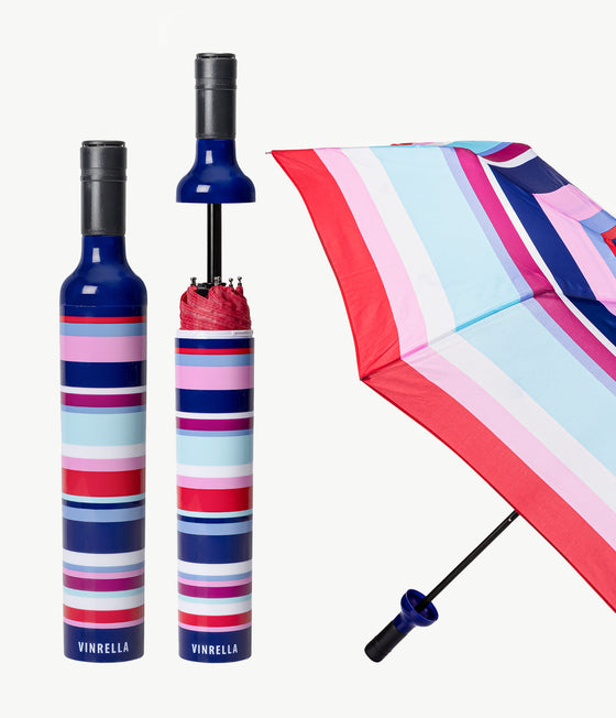 Kaido Striped Blue and pink Bottle Umbrella by Vinrella