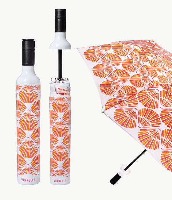 Sea Shell Orange Patterned Bottle Umbrella by Vinrella