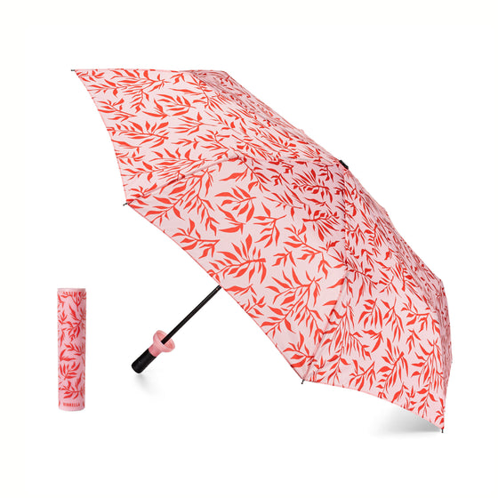 Pink and Red Leaf Pattern Bottle Umbrella by Vinrella